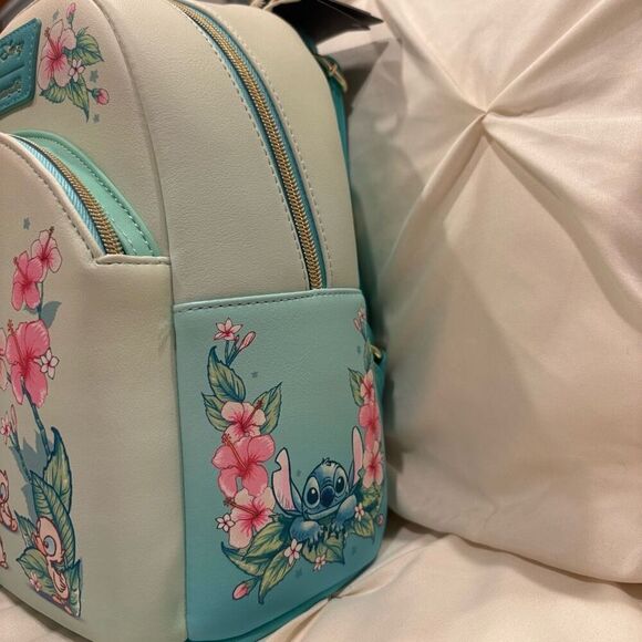 Loungefly X Disney Lilo & Stitch With Scrump Ducklings Floral Mini Backpack NWT - Picture 4 of 6